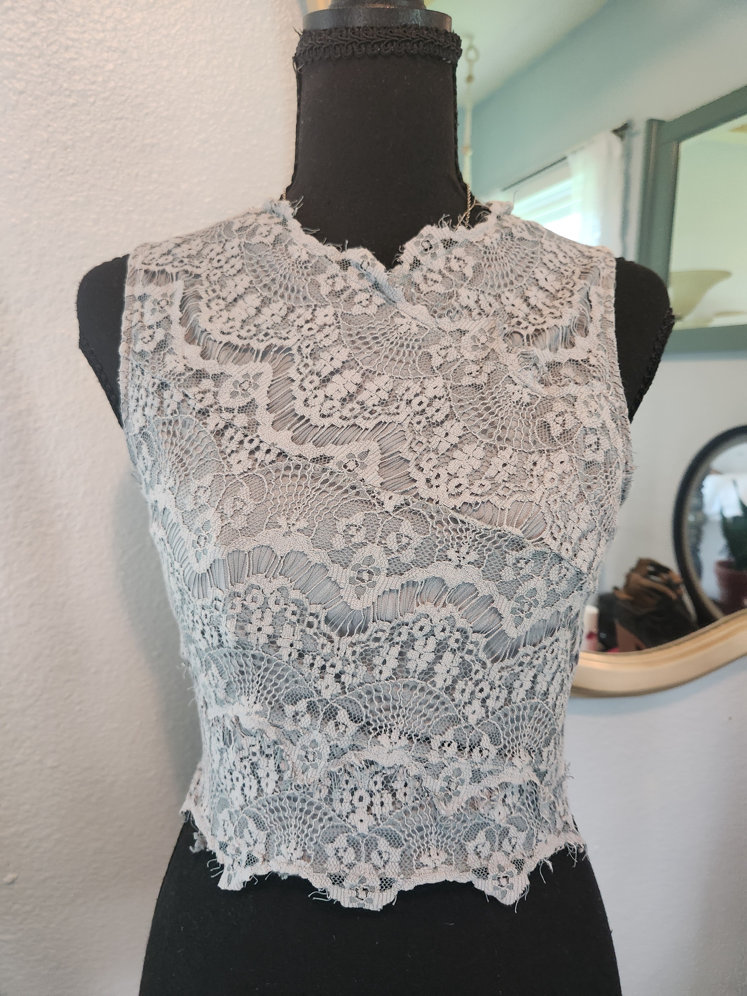 Kimchi Blue Lace Sleeveless Cropped Camisole In Light Gray